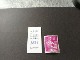 Timbre France - 1957 ** Neuf N° 1116 : Type Moissonneuse 12f Lilas-rose - Nuovi