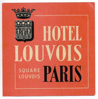 Etiquette Valise Hotel Louvois Paris France Luggage Label - Etiquetas De Hotel