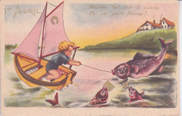 CPA - 1 ER AVRIL - POISSON D'AVRIL - BATEAU VOILE - PREPAREZ TOUT POUR LA CUISSON DE CES PETITS POISSONS - 1er Avril - Poisson D'avril