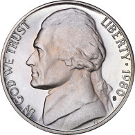 Monnaie, États-Unis, Jefferson Nickel, 5 Cents, 1980, U.S. Mint, San Francisco - Lotti