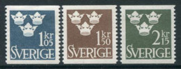 SWEDEN 1962 Definitive: Crowns MNH / **.  Michel 492-94 - Neufs