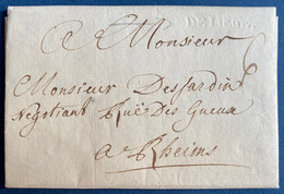 Lettre 1761 Griffe A Sec DE LIEGE Pour Rheims SUPERBE & RR - 1714-1794 (Oostenrijkse Nederlanden)