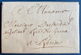 Lettre 1761 Griffe A Sec DE LIEGE Pour Rheims SUPERBE & RR - 1714-1794 (Pays-Bas Autrichiens)