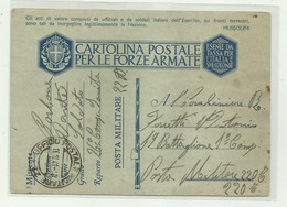 CARTOLINA POSTALE FORZE ARMATE  26  COMPAGNIA SANITA  1941 - Ganzsachen