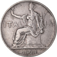 Monnaie, Italie, Vittorio Emanuele III, Lira, 1924, Rome, TB, Nickel, KM:62 - 1 Lire