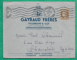 N°681 CERES MAZELIN ENVELOPPE PUB ILLUSTREE GAYRAUD FRERES PRUNES VILLENEUVE SUR LOT POUR CHAMALIERES PUY DE DOME 1946 - 1945-47 Ceres (Mazelin)