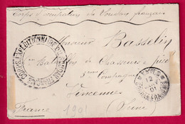 CORPS EXPEDITIONNAIRE DU SOUDAN FRANCAIS KAYES 1901 MALI POUR VINCENNES SEINE LETTRE COVER FRANCE - Army Postmarks (before 1900)