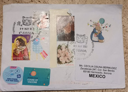 AUSTRALIA TO MEXICO 2022 YEAR OF THE TIGER POSTMARK AND COVID STICKER ON COVER - Usados