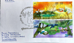 India 2001 To Luxembourg Panchatantra , Snake ,Crow ,Eggs ,Duck ,Turtle,Monkey ,Elephant, Lion  (**) Inde Indien - Cartas
