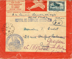1925- Enveloppe " Latécoère  " Illustrée D'un Avion De OUED-ZEM   En F M " HOPITAL DE CAMPAGNE D'OUED-ZEM " - Cartas & Documentos