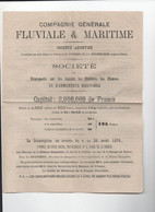 Paris: Bulletin De Souscription COMPAGNIE GENERALE  FLUVIALE ET MARITIME 1870  (PPP37784) - 1800 – 1899