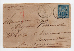 - Lettre PARIS Pour MONNETIER Par REIGNIER (Haute-Savoie) 23 JUIN 1882 - 15 C. Bleu Type Sage - - 1877-1920: Semi-moderne Periode