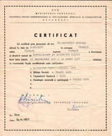 Romania, 1957, Vintage Graduation Certificate / Diploma - Ministry Of Health, Bucuresti - Diploma's En Schoolrapporten