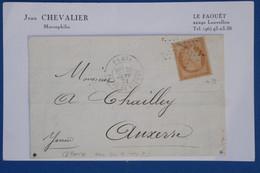 AX17 FRANCE  BELLE LETTRE  1872 ETOILE DE PARIS N°1  POUR AUXERRE + N°38   + AFFRANCH. PLAISANT - 1870 Belagerung Von Paris