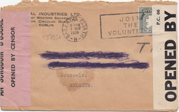 28735# IRLANDE LETTRE CENSURE GAELIQUE AN SCRUDOIR D' OSCAIL OPENED BY CENSOR Obl BAILE ATHA CLIATH 1939 BELGIQUE BELGIE - Lettres & Documents