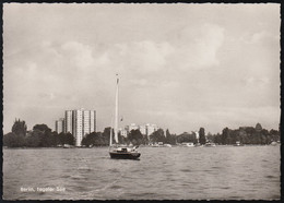 D-13505  Berlin - Tegeler See - S/w Strandpromenade - Segelboot - Anleger - Hochhäuser - Tegel