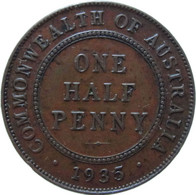 LaZooRo: Australia 1/2 Penny 1935 XF - ½ Penny