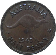 LaZooRo: Australia 1/2 Penny 1943 XF - ½ Penny