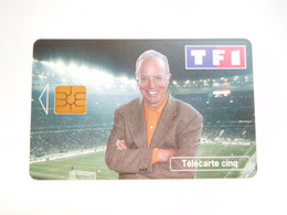 Télécarte 5 U , Gn497 , Thierry Roland , Média TV , TF1 , Football , Cote : 20 Euros , TBE - Privées