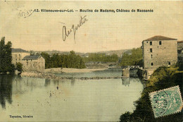 Villeneuve Sur Lot * Moulins De Madame , Château De Massanès * Moulin Minoterie * Cpa Toilée Colorisée - Villeneuve Sur Lot