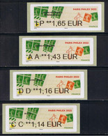 4 Atms, NABANCO,1.14€/ DD 1.16€/ AA 1.43€/  IP 1.65€ DE PARIS PHILEX 2022, La  SEMEUSE Avec Coin Daté. - 2010-... Abgebildete Automatenmarke