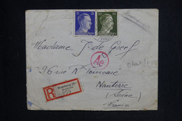ALLEMAGNE - Enveloppe En Recommandé De Hamburg Pour La France En 1943 Avec Marques De Contrôle - L 124128 - Covers & Documents