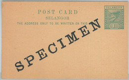74808- MALAYA Selangor - POSTAL HISTORY  - Postal STATIONERY CARD # 1 - SPECIMEN - Selangor