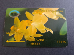 TRINIDAD & TOBAGO  GPT CARD    $100,-  5CCTD  ORCHID VANDA        Fine Used Card        ** 10306** - Trinidad & Tobago