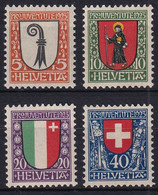 MiNr. 185 - 188 Schweiz 1923, 1. Dez. „Pro Juventute“: Wappen (VI) - Postfrisch/**/MNH - Nuovi