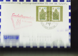 DDR: Luftpost-Karte Mit SoSt Zum Leipziger Messeflug Vom 1.9.61 Nach AMSTERDAM Mit Ank-Stpl. Auf Rückseite - Correo Aéreo