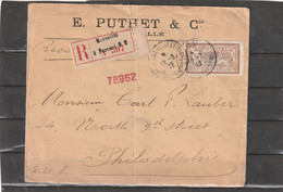 France Marseille REGISTERED COVER To Philadelphia USA 1912 - Lettres & Documents