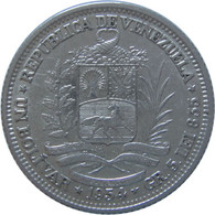 LaZooRo: Venezuela 1 Bolivar 1954 UNC - Silver - Venezuela