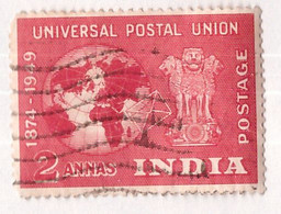 PIA - INDIA  - 1949 :  75° Anniversario Dell' UPU  - Globo Terrestre E Colonna Di Asoka - (Yv  24) - Used Stamps