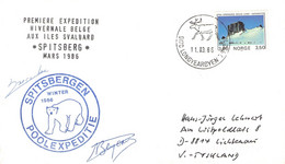 NORWAY - PREMIERE EXPEDITION HIVERNALE BELGA AUX ILES SVALBARD 1986 / K5-22 - Lettres & Documents