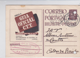 Portugal -Postal  1944 Circulou  De Azinhaga Para Caldas Da Rainha - Lisboa