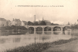 Chateauneuf Sur Sarthe * Le Pont Sur La Sarthe * Péniche Batellerie Tour Usine - Chateauneuf Sur Sarthe