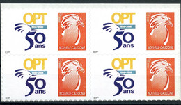 NOUVELLE CALEDONIE - N°1051 / 1052 - BLOCS DE 4 - TIMBRES PERSONNALISES ADHESIFS - CAGOU, LOGO "OPT" - Ongebruikt