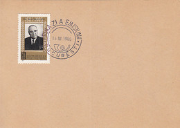 W2992- GHEORGHE GHEORGHIU DEJ STAMP ON THICK PAPER, OBLIT FDC, 1966, ROMANIA - Briefe U. Dokumente