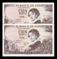 España Spain Pareja 100 Pesetas Becquer 1965 Pick 150 Sin Serie EBC XF - 100 Pesetas