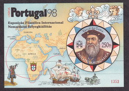 HUNGARY 1998 - Portugal Lisboa 98, Vasco Da Gama - Philatelic Exhibition / 2 Scans - Foglietto Ricordo