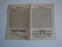 Calendrier 1929,cartes Taride,plan Paris Du Chemin De Fer Métropolitain - Other
