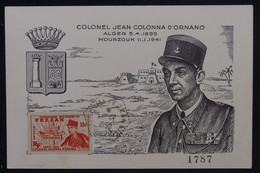 FEZZAN - Carte Maximum En 1950 - Lieutenant Colonel Jean Colonna D'Ornano - L 124238 - Cartas & Documentos