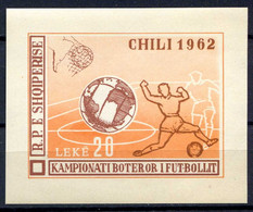 SOCCER CHILE 1962 - ALBANIA BLOCK 6 C IMPERF ⭐⭐ NEUF Luxe ND - MNH Cat 60 € - COUPE Du MONDE FOOTBALL CHILI - 1962 – Chile