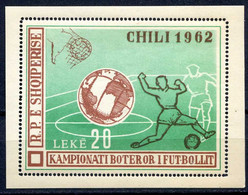 SOCCER CHILE 1962 - ALBANIA BLOCK 6 C ⭐⭐ NEUF Luxe - MNH Cat 60 € - COUPE Du MONDE FOOTBALL CHILI 1962 - 1962 – Cile