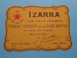 IZARRA Vieille Liqueur De La Côte Basque BUVARD Format +/- 21 X 15 Cm. ( Zie / Voir SCAN ) ! - Licores & Cervezas