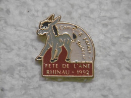 Pin's Ville RHINAU Fête De L'âne Au Camping Ferme Des Tuileries - Pins 67 BAS-RHIN ALSACE - Pin Animal ANE Baudet - Städte