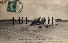 Militaria - Artillerie De Forteresse - écoles à Feu - Pièce De 155 Court , Modèle 1890 - Sur Affût Plate Forme - Equipment