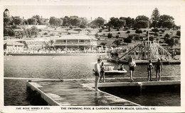 Australia, VIC, GEELONG, Swimming Pool, Gardens, Eastern Beach, Rose Series RPPC - Geelong