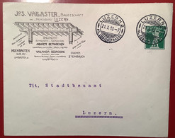 Privatganzsache: VALLASTER BAUGESCHÄFT LUZERN 1913 Tellknabe Umschlag (Schweiz Construction Building Beton Fire Sound - Stamped Stationery