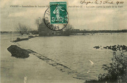 Angers * Inondations De Janvier 1910 , Les Ponts De Cé , La Loire Couvre La Route De La Gare * Crue - Angers